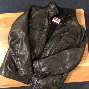Levi's Leather Sherpa Trucker Jacket Small Black